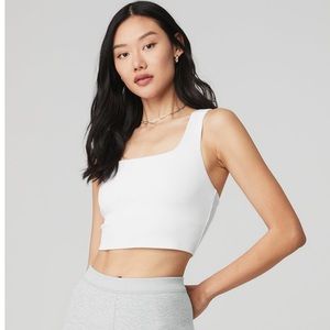 Alosoft Ribbed Chic Bra Tank - White - Large